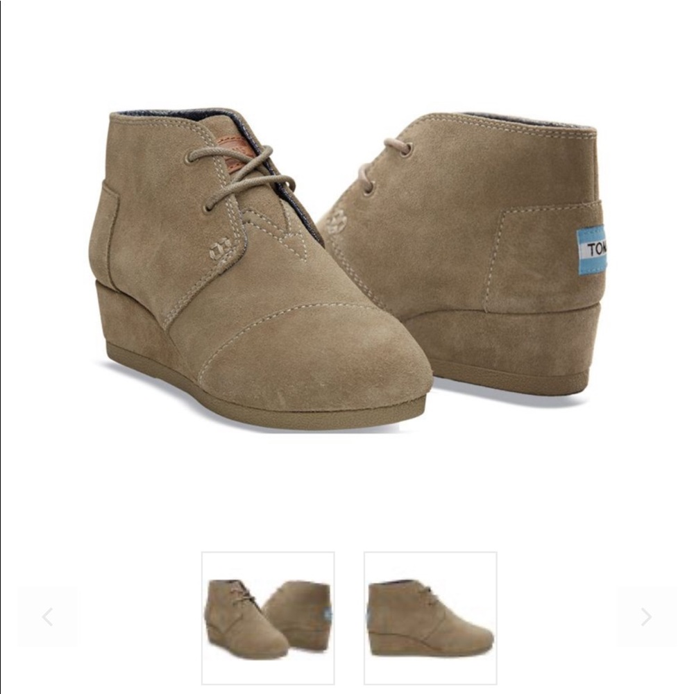 Toms Girls Desert Wedge Taupe Suede